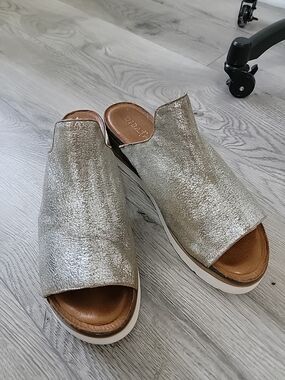 Metallic gold slide Mules by Diba True